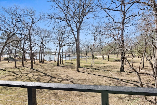 view of yard with a water view