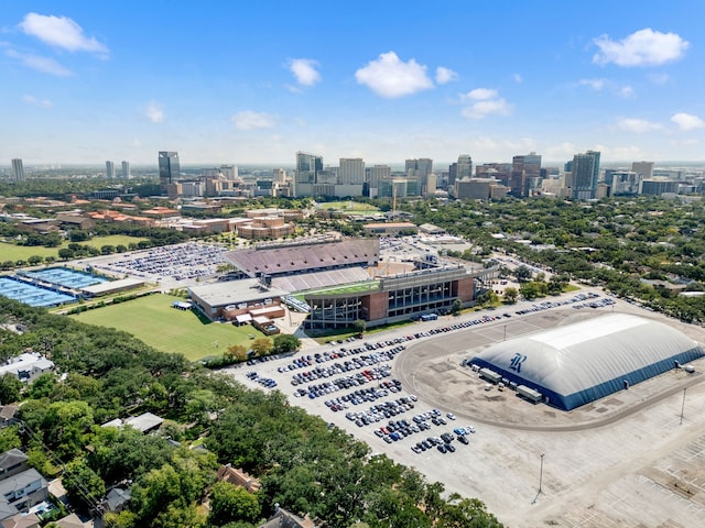 aerial view with a city view