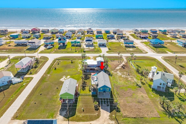 aerial view with a residential view and a water view