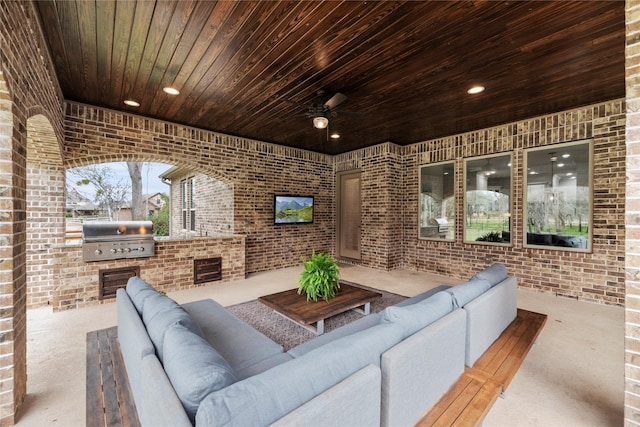 view of patio featuring an outdoor living space and area for grilling