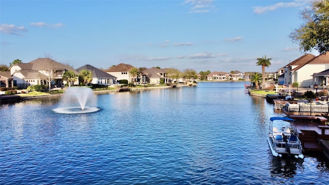 view of water feature with a residential view