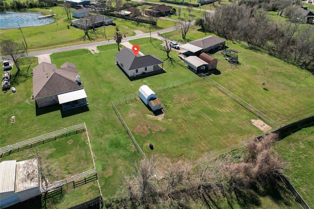 bird's eye view featuring a water view