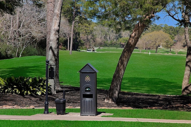 view of property's community featuring a lawn