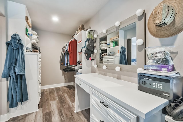 spacious closet featuring dark wood-style flooring