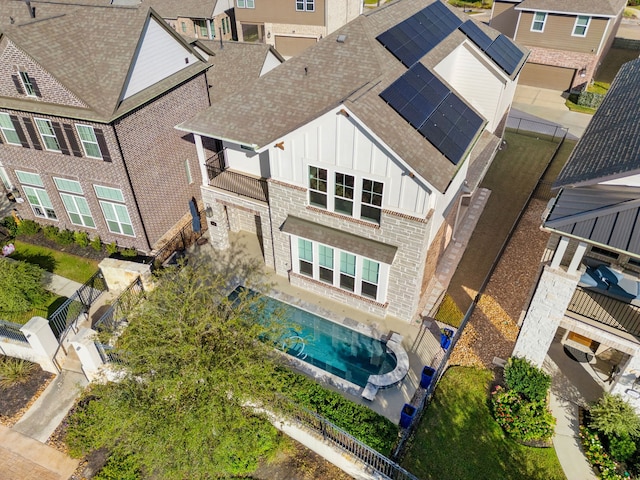 aerial view featuring a residential view