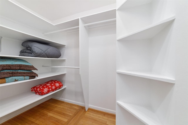 spacious closet featuring wood-type flooring