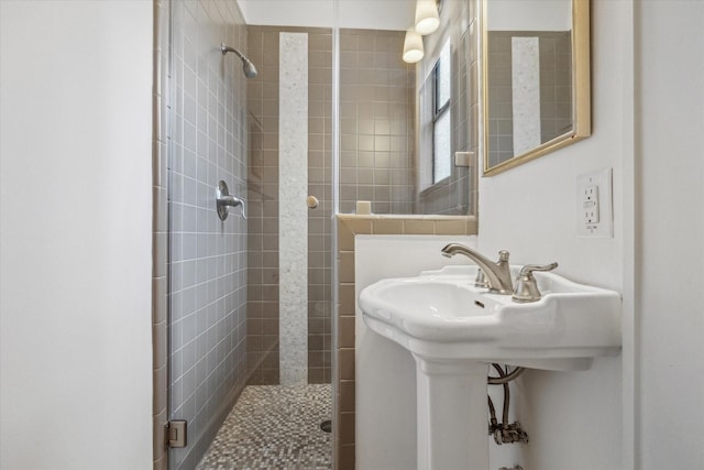 bathroom featuring a shower stall