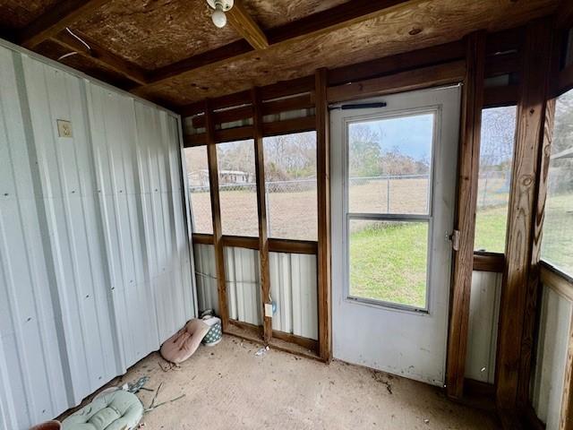 view of unfurnished sunroom