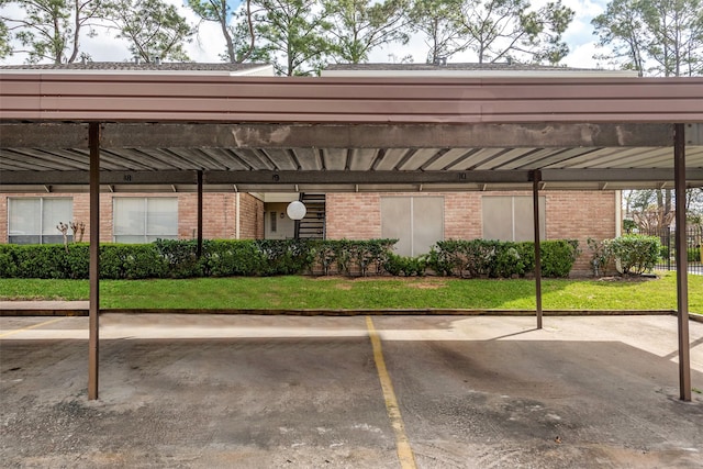 view of covered parking lot