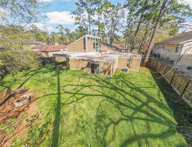 view of yard featuring a fenced backyard