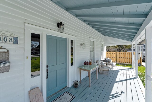 deck with covered porch