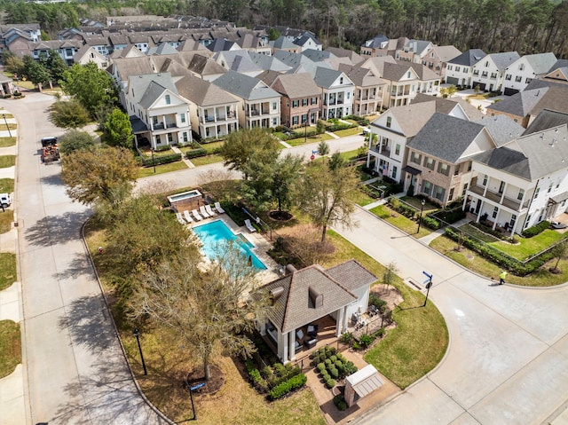 bird's eye view with a residential view