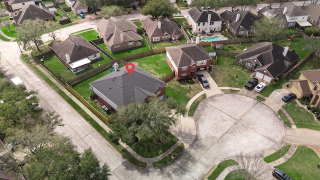 drone / aerial view with a residential view