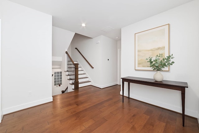 1239 W 23rd St Unit A, Houston, TX 77008 - entrance foyer with wood finished floors, baseboards, stairs, and recessed lighting