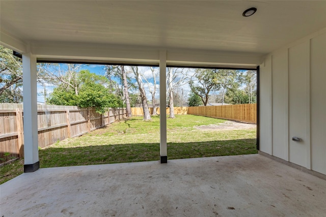 view of patio featuring a fenced backyard