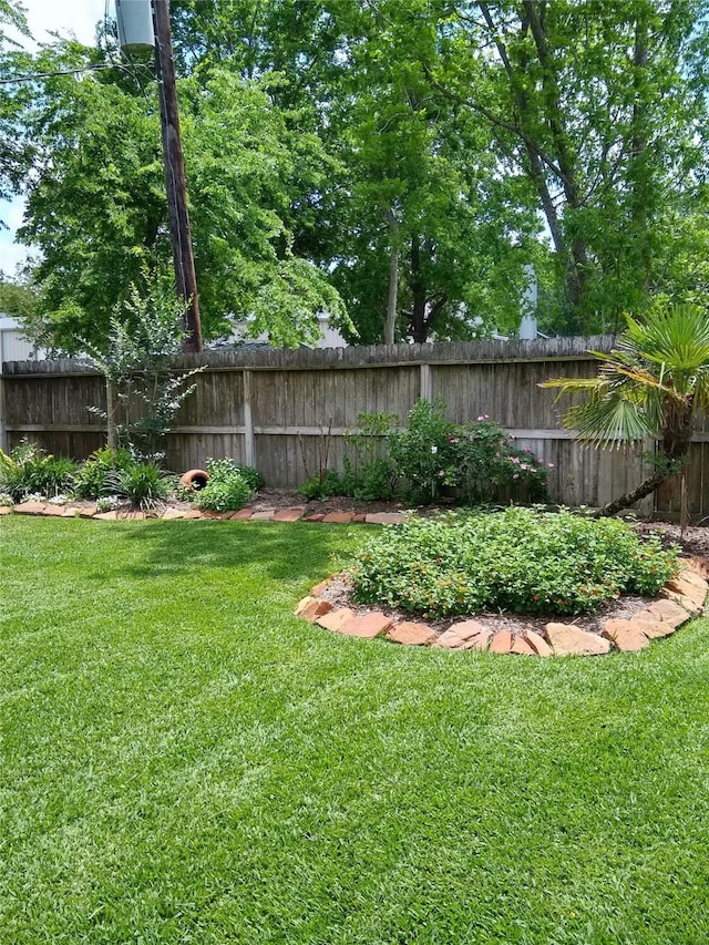 view of yard featuring a fenced backyard