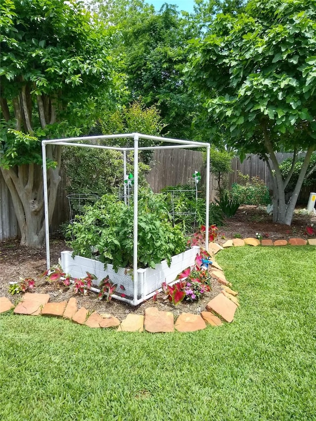 view of yard featuring a garden and fence