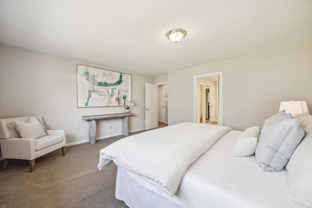 bedroom featuring carpet and baseboards