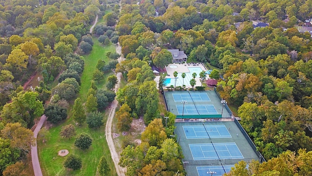 drone / aerial view with a view of trees