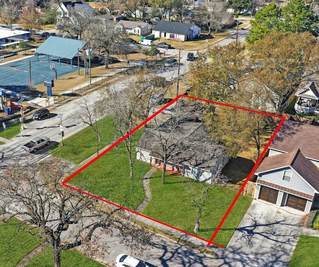 1738 Lamonte Ln, Houston, TX 77018 - aerial perspective of suburban area featuring property boundaries highlighted