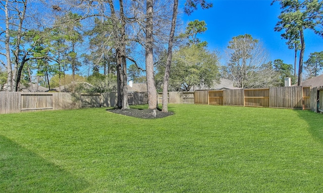 view of yard featuring a fenced backyard