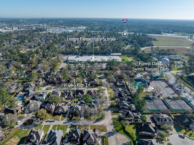 drone / aerial view with a residential view