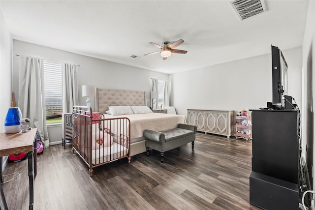 3615 Hawley Creek Dr, Spring, TX 77386 - bedroom with dark wood finished floors and a ceiling fan