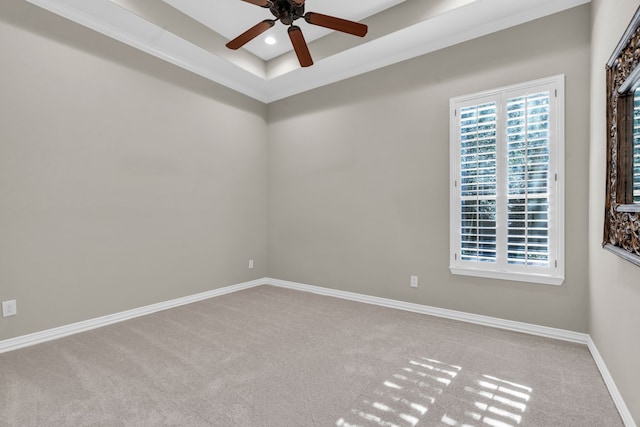 carpeted empty room featuring recessed lighting, baseboards, and ceiling fan