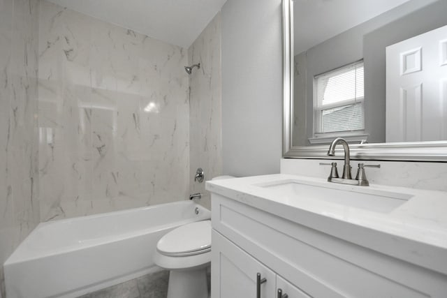 full bath featuring vanity,  shower combination, and toilet