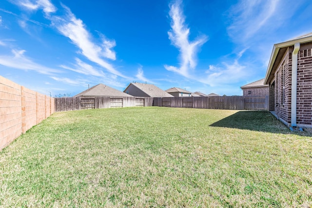 view of yard featuring a fenced backyard