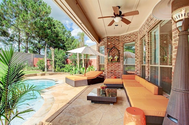 12610 Blanco Terrace Ln, Houston, TX 77041 - view of patio / terrace with a ceiling fan, outdoor lounge area, and a fenced backyard