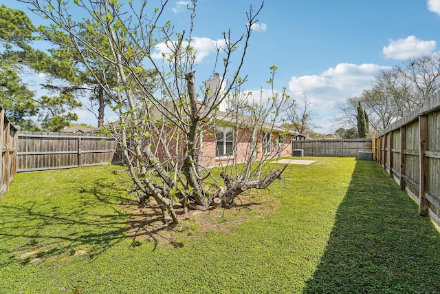 view of yard featuring a fenced backyard