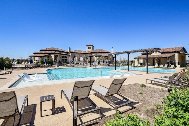 pool with a patio