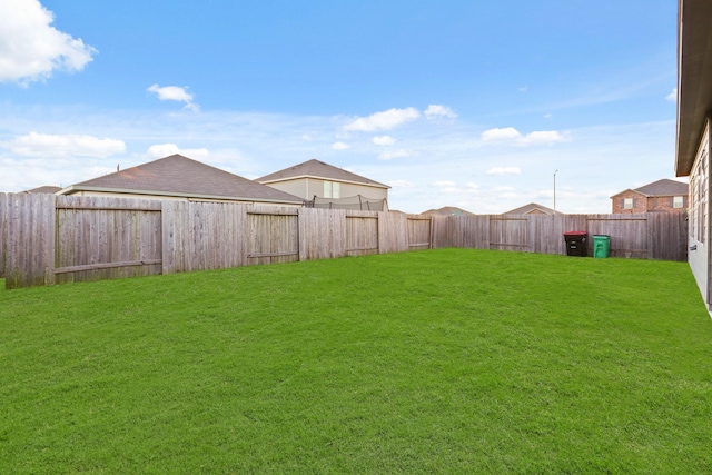 view of yard with a fenced backyard