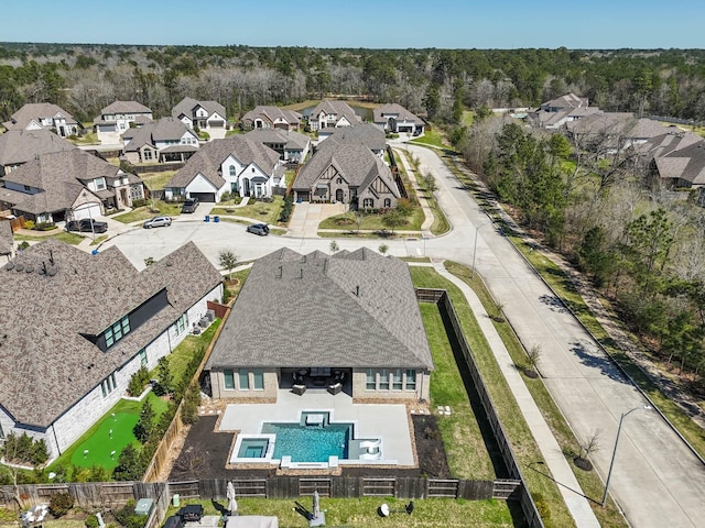 aerial view with a residential view