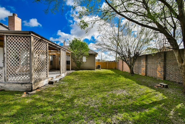 view of yard featuring a fenced backyard