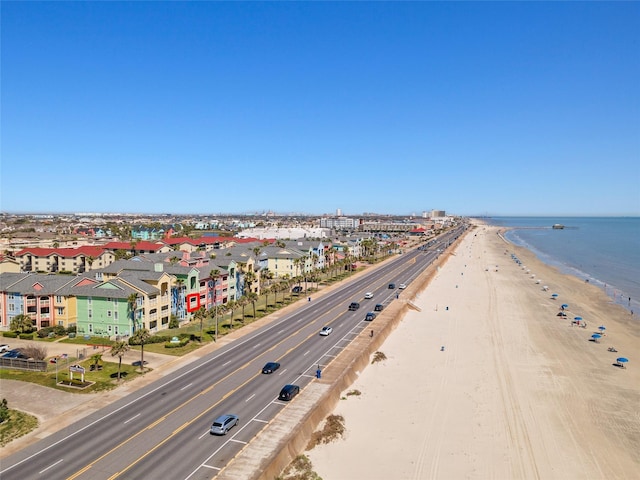 aerial view with a view of the beach and a water view