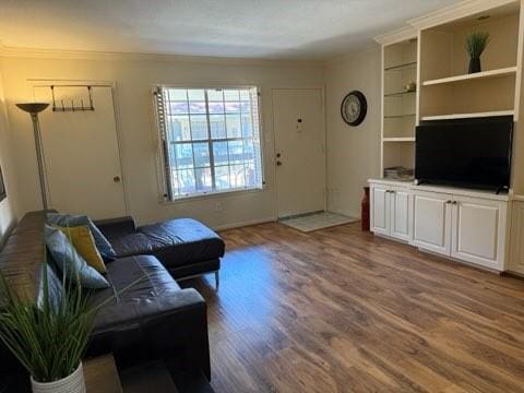 living area with wood finished floors