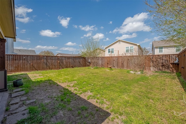 view of yard featuring a fenced backyard