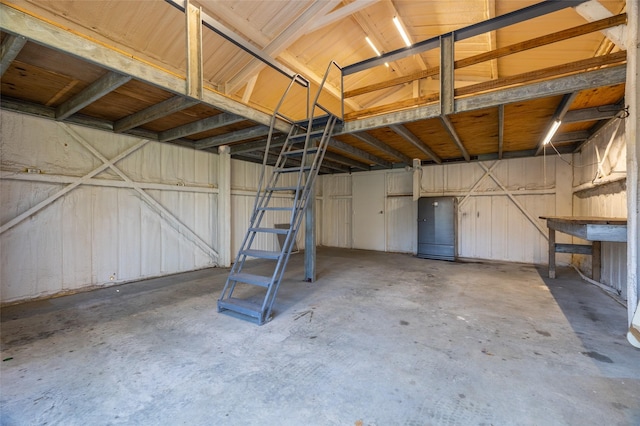 basement with metal wall