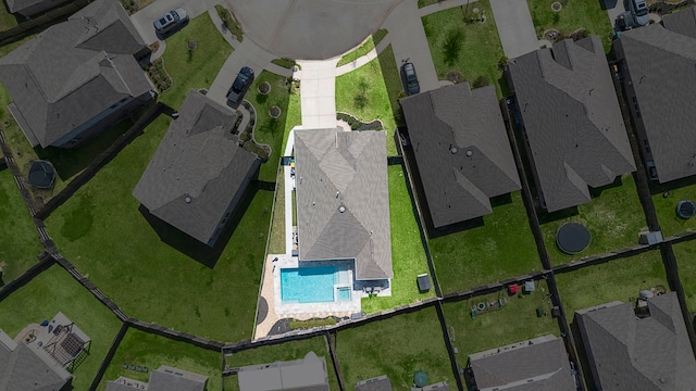 bird's eye view with a residential view