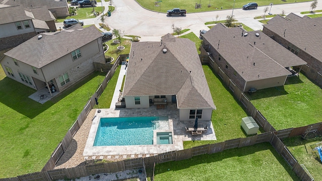 drone / aerial view with a residential view