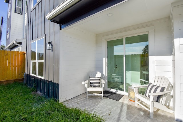 view of patio featuring fence