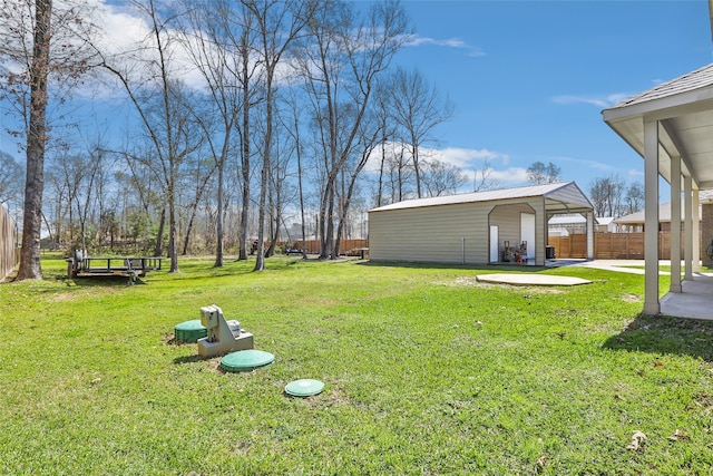 view of yard with a patio area and fence