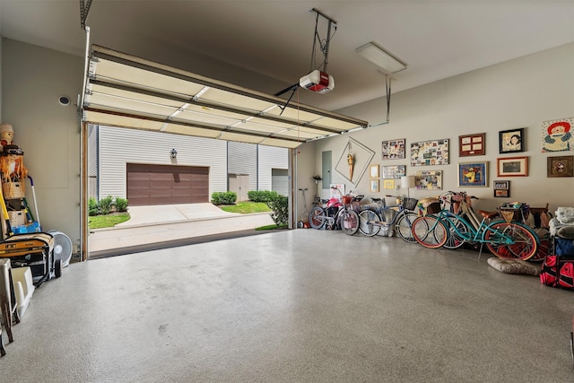 garage with a garage door opener