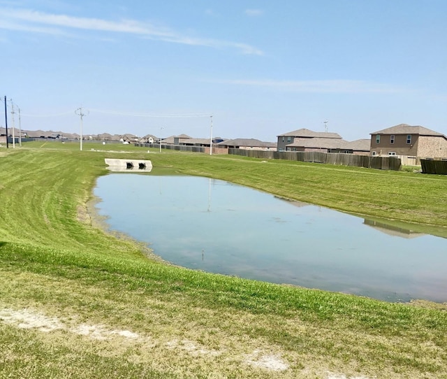 property view of water with fence