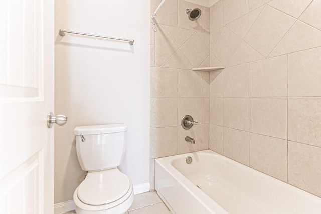 full bathroom with tile patterned floors, shower / bathing tub combination, baseboards, and toilet