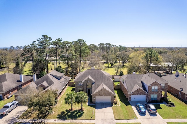 aerial view with a residential view