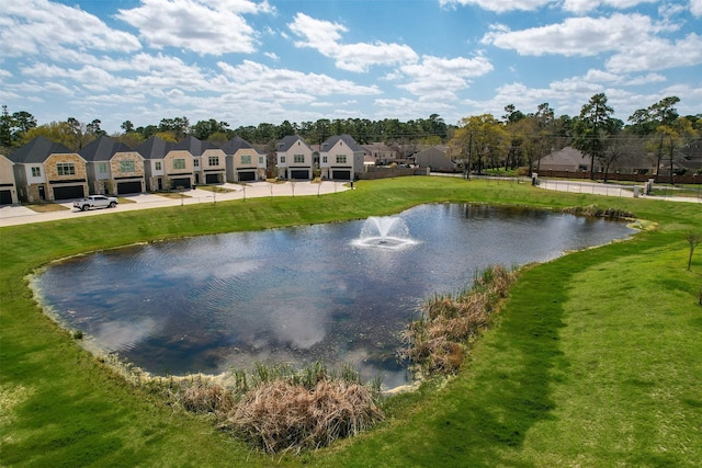 view of water feature with a residential view