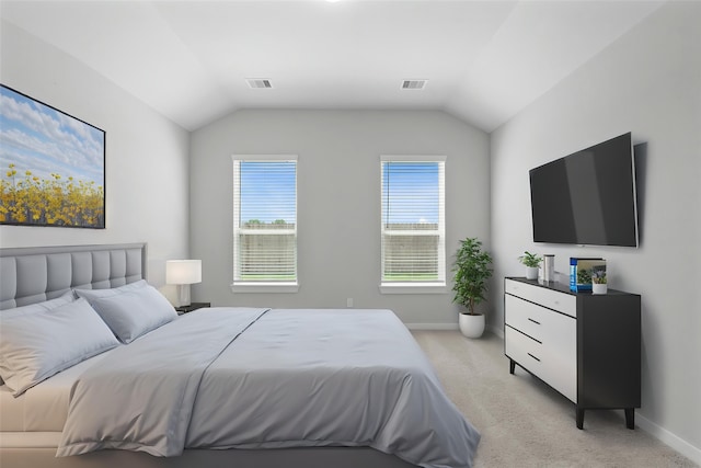 357 Spruce Oak Ln, Waller, TX 77484 - bedroom featuring baseboards, light carpet, and lofted ceiling